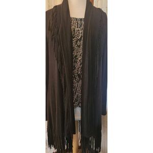 J46  Fantazia western open front cardigan with fringe